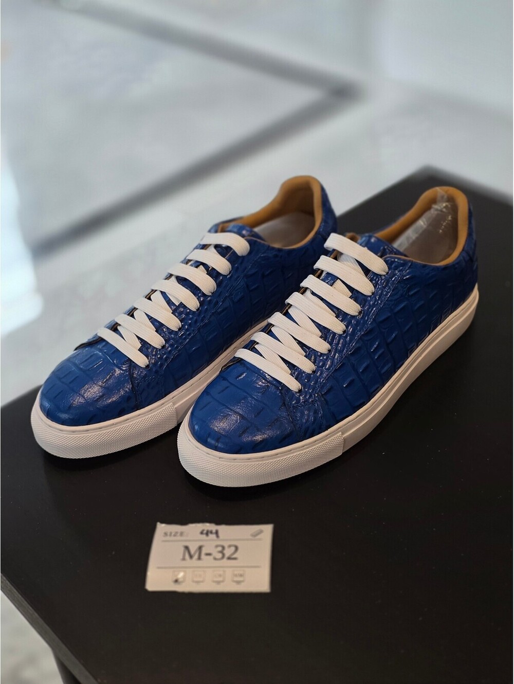 Men's Blue Croc-Embossed Sneakers